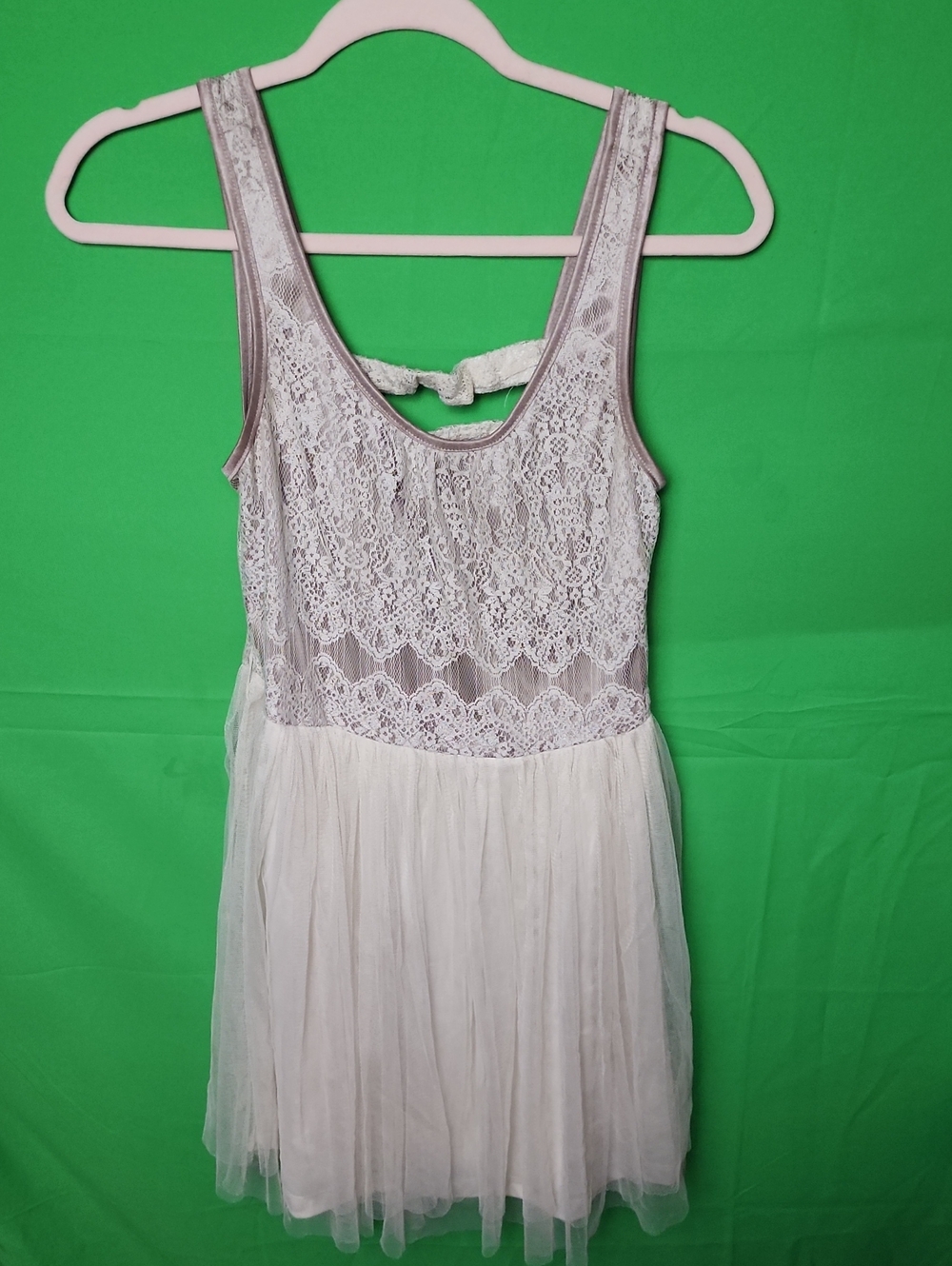 Vintage Y2K Wet Seal Lace Sequined Ballet Core Tutu Dress Cream Grey M